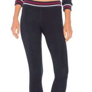 Sundry Navy Ribbed yoga Leggings with Pink and Blue Stripe Waistband
